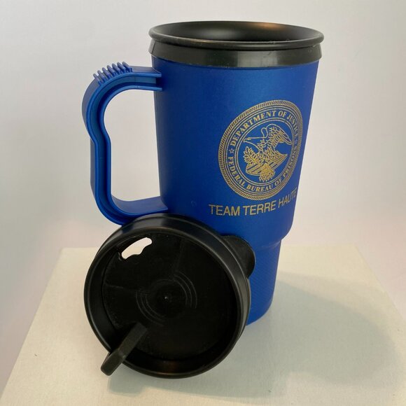 Koozie 16oz Blue Travel Mug DOJ Federal Bureau of Prisons Team Terre Haute - Picture 2 of 6